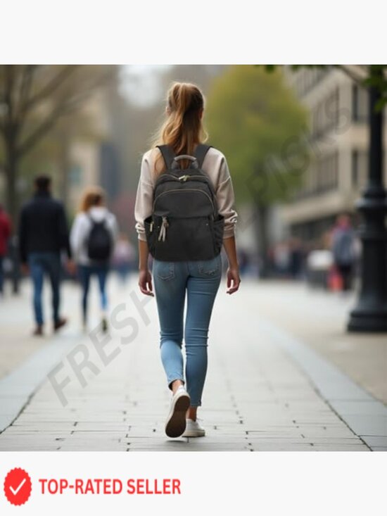 Fashion Nylon Backpack Gold Hardware Water-Resistant Daypack Laptop Work main image 5